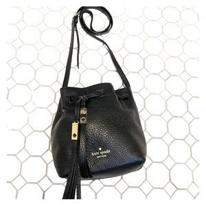 Black Kate Spade mini bucket bag